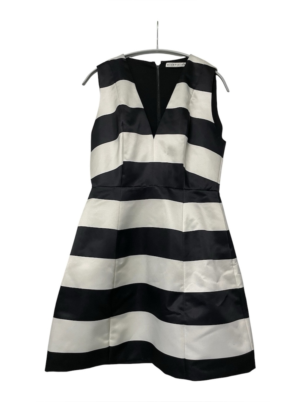 Alice + Olivia Black and White Striped Mini Dress